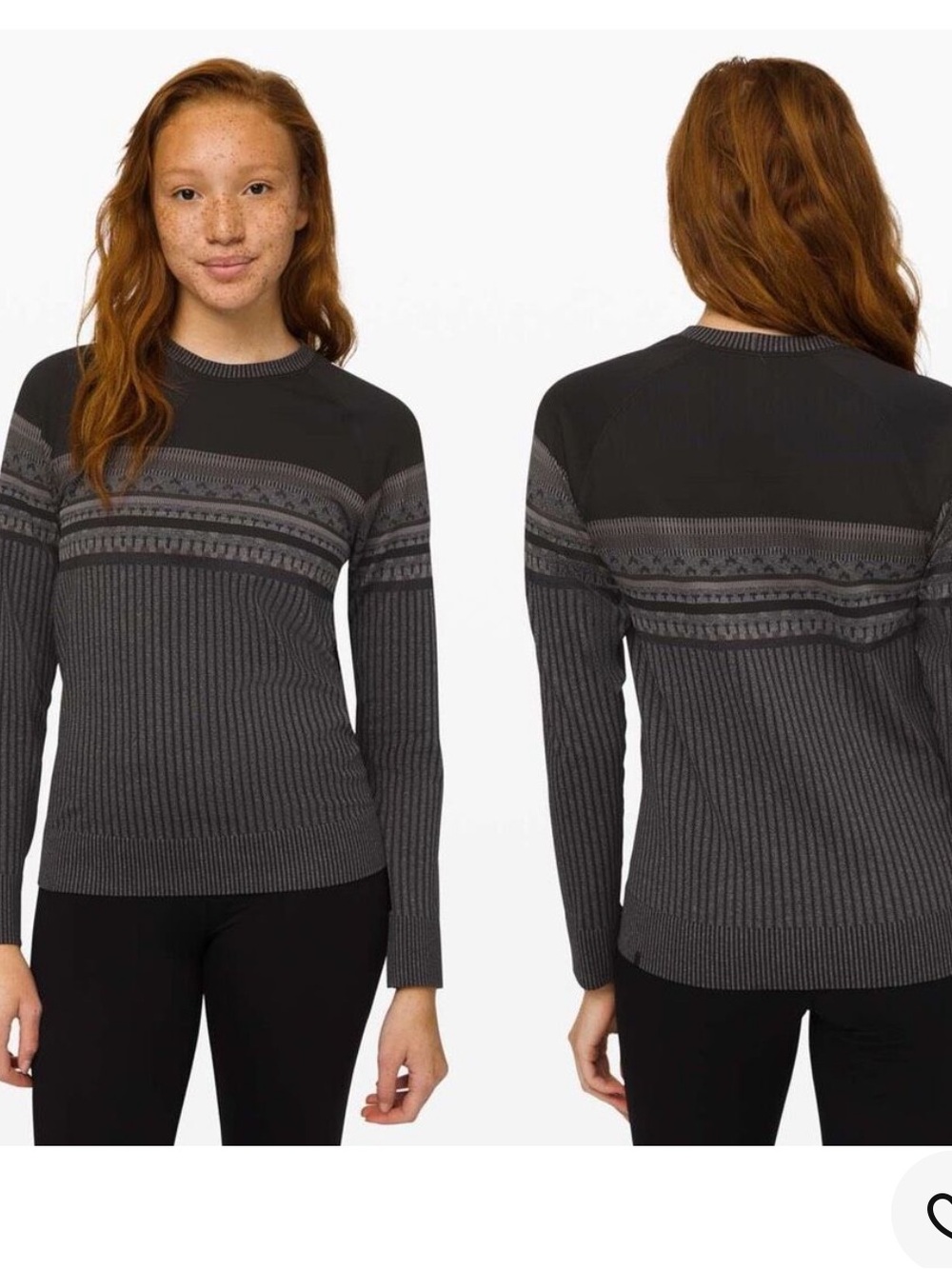 lululemon athletica Gray Fair Isle Crew Long Sleeve Size XL NWOT